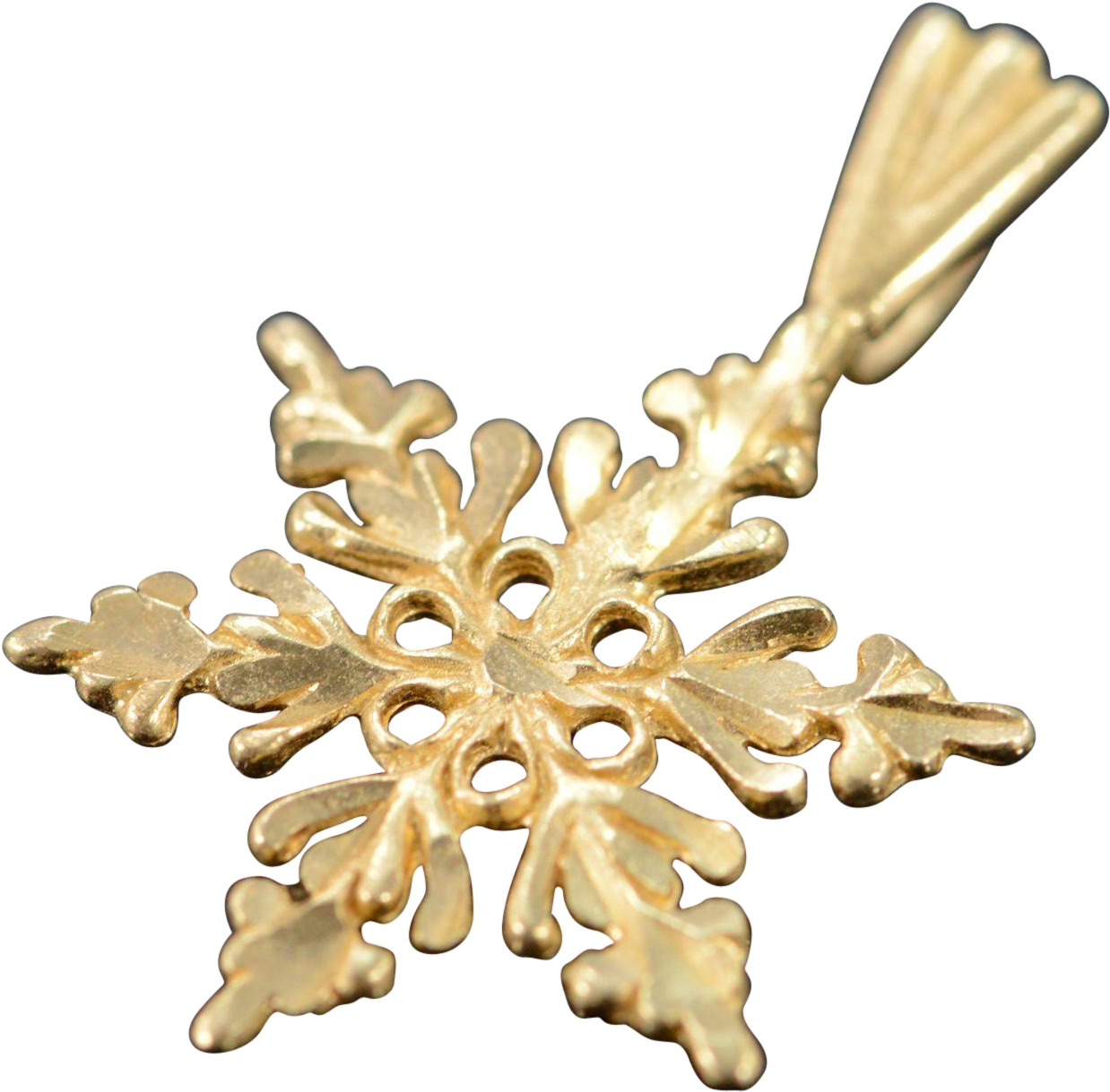 14k Delicate Diamond Cut Snowflake Charm/pendant Clipart (1237x1237), Png Download