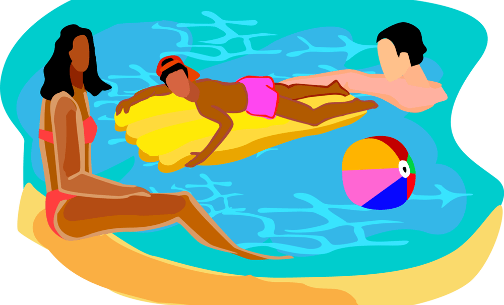 Family Swim And Relax Vector Image Clipart (1000x605), Png Download