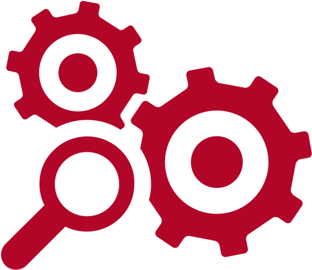 Icon Magnifying Glass With Gears Clipart (653x653), Png Download