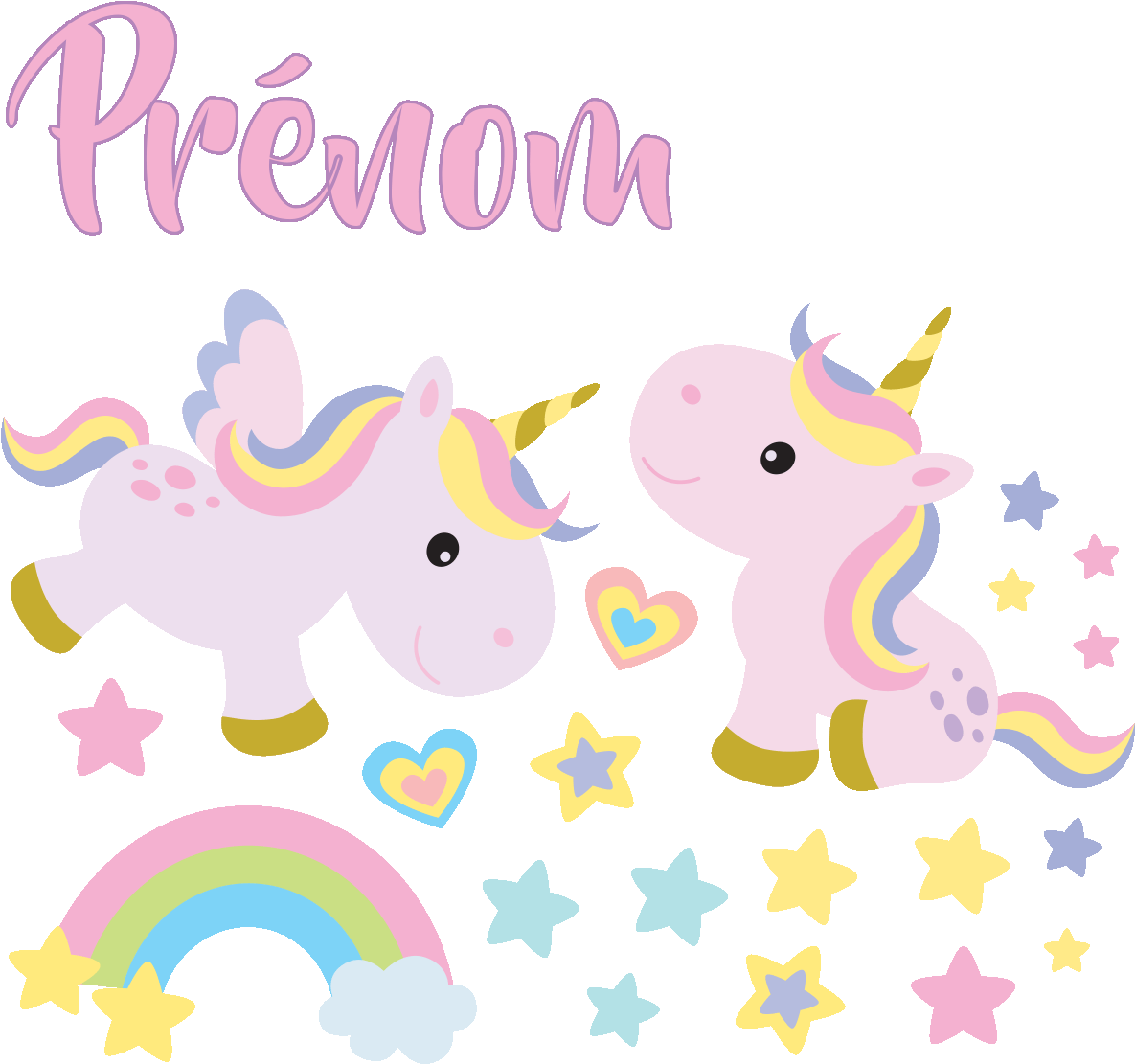 Sticker Prenom Personnalisable Licornes Bebe Et Les Clipart Full Size Clipart Pinclipart