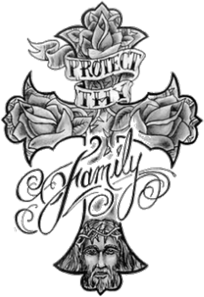 Kreuz Keuztattoo Family Jesus Jesustattoo Blackandgrey Clipart (1024x1024), Png Download