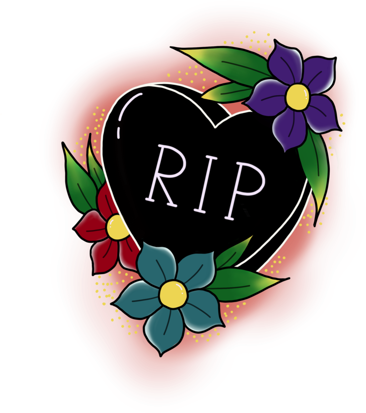 R I P Tattoo Style Illustration Candy Heart With A Clipart (1000x1333), Png Download