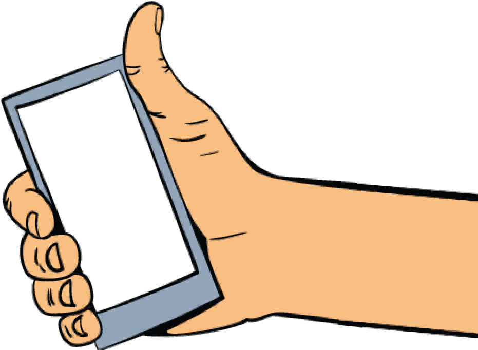 Mobile-hand Clipart (1366x768), Png Download