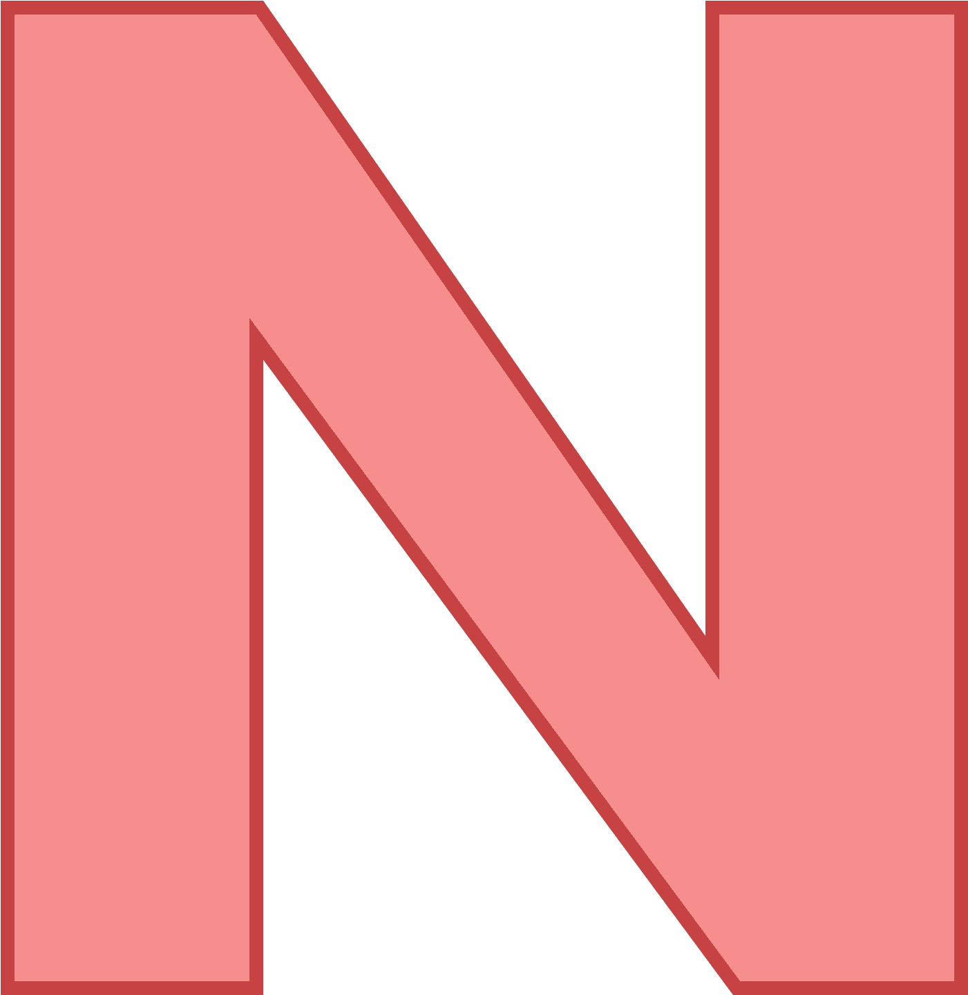 It's A Block-letter Style Rendering Of The Letter “n” Clipart (1600x1600), Png Download