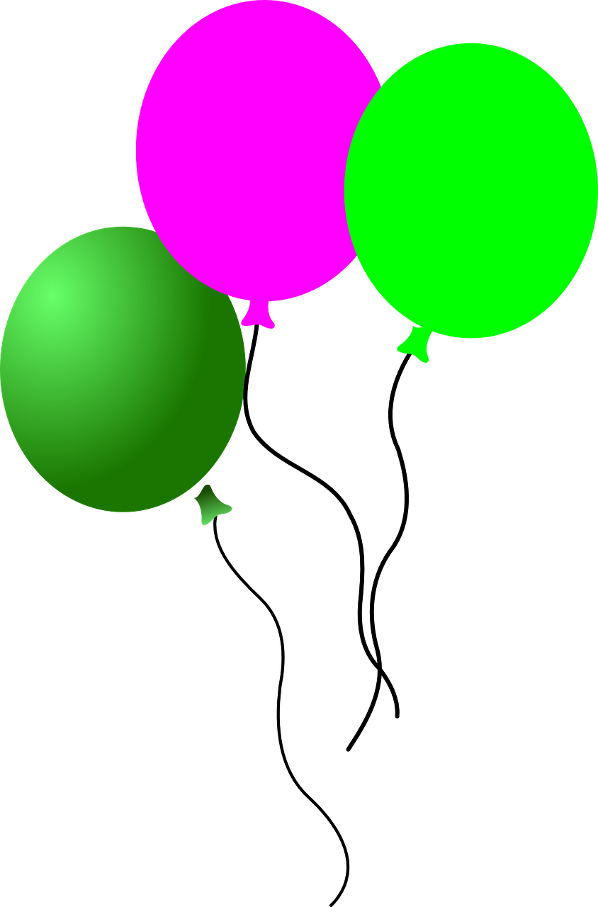 Balloons Pink Green Flying Png Image Clipart (844x1280), Png Download