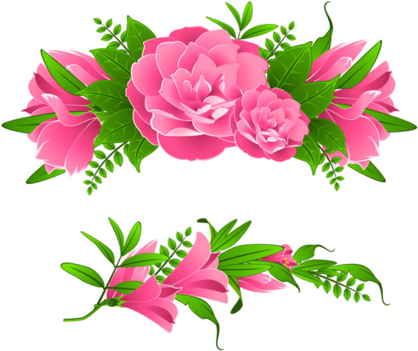 Free Png Download Pink Flowers Decorative Element Clipart Transparent Png (850x720), Png Download