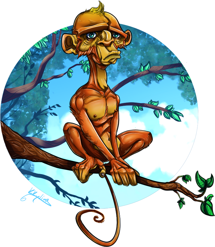 Depressed Monkey Clipart (852x905), Png Download
