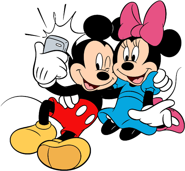 New Mickey Taking A Selfie With Minnie Clipart (607x564), Png Download