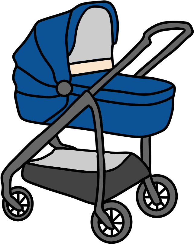 Stroller, Blue Cover, Basket Clipart (816x1056), Png Download