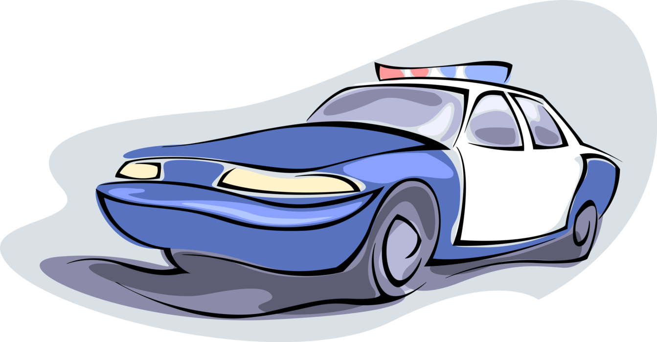Vector Illustration Of Law Enforcement Police Car Cruiser Clipart (1343x700), Png Download