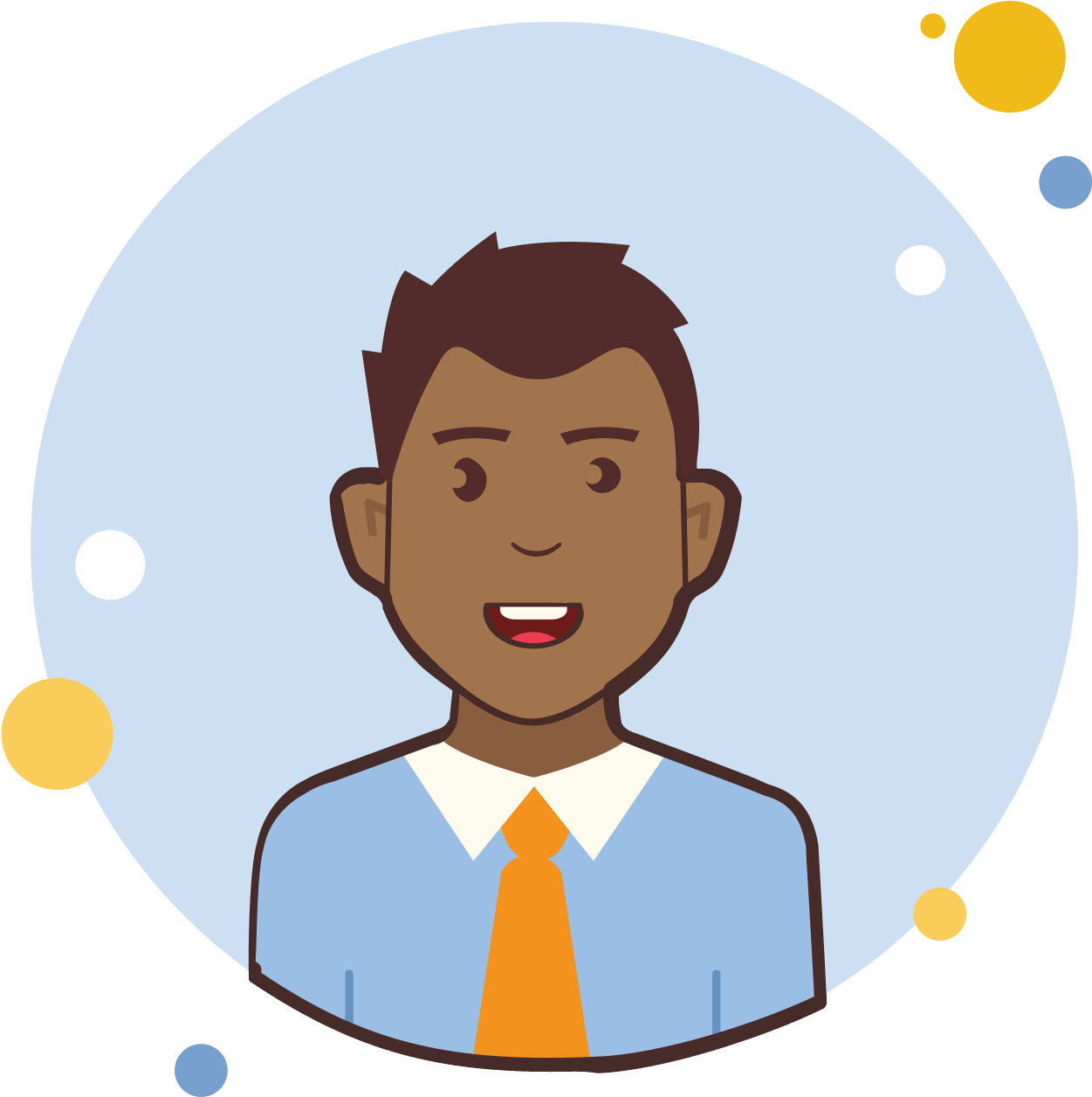 Man In Orange Tie And Blue Shirt Icon Clipart (1600x1600), Png Download