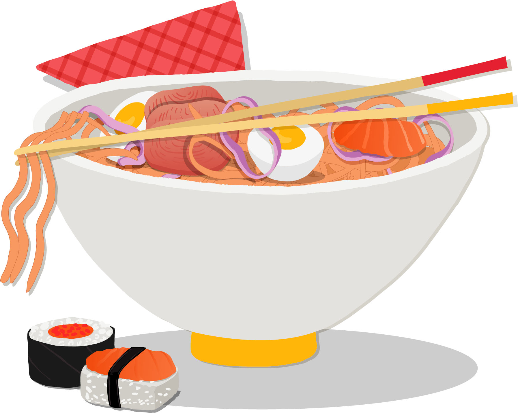 Ramen Japanese Cuisine Pasta Instant Noodle Clipart (1795x1762), Png Download