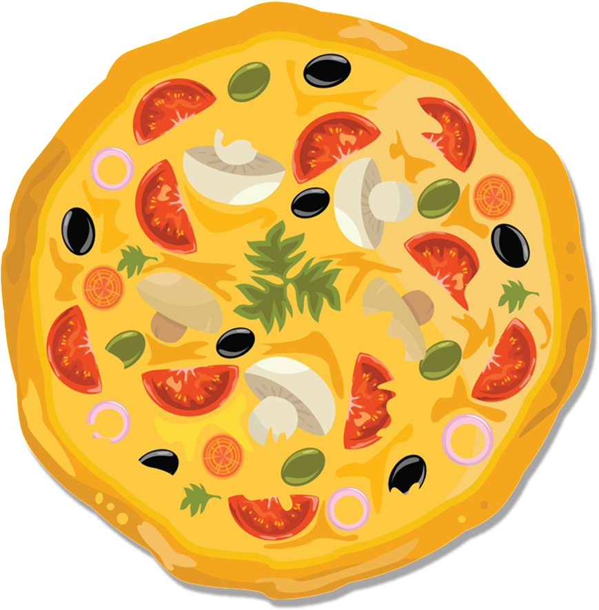 Hand Drawn Cartoon Pizza Decoration Vector Clipart (869x885), Png Download