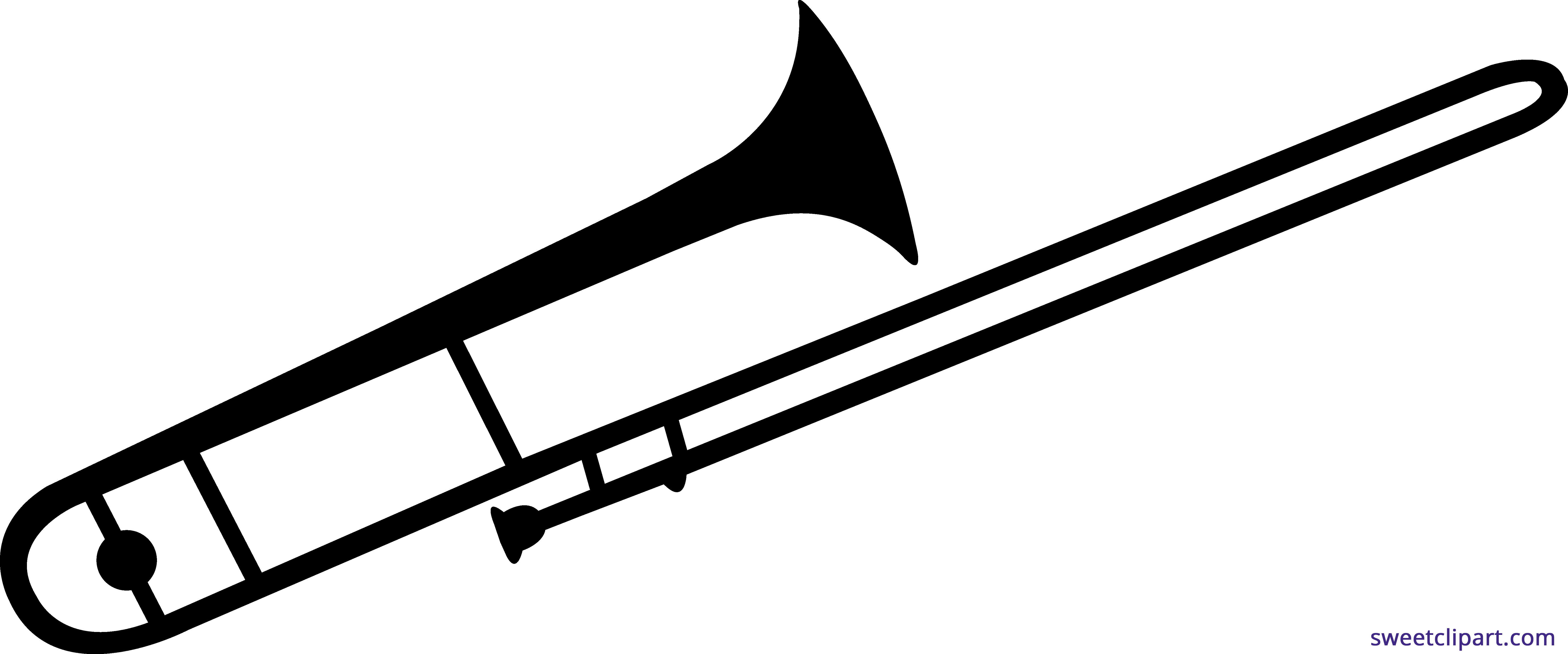 Trombone Silhouette Clipart - Png Download (7043x2938), Png Download
