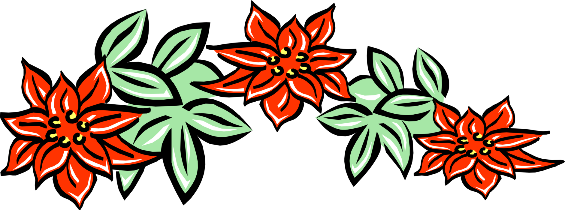 Traditional Christmas Plant Vector Clipart (1882x700), Png Download