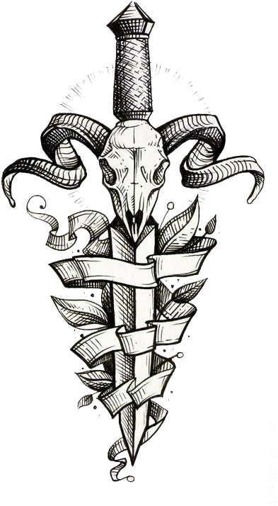 Decorative Tattoo Dagger Sleeve Painted Flash Hand Clipart (433x750), Png Download