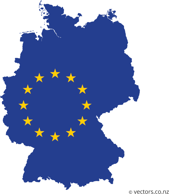 Eu Flag Vector Map Of Germany Clipart (583x669), Png Download