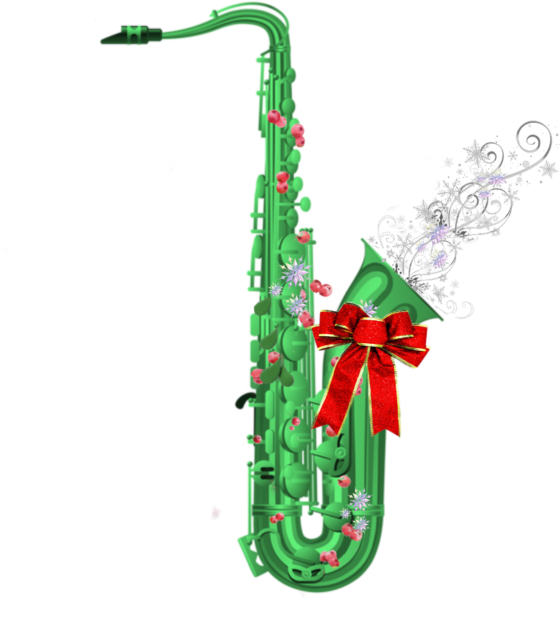 Saxaphoneday Sax Saxaphone Green Holly Berries Chr Clipart (1024x1024), Png Download