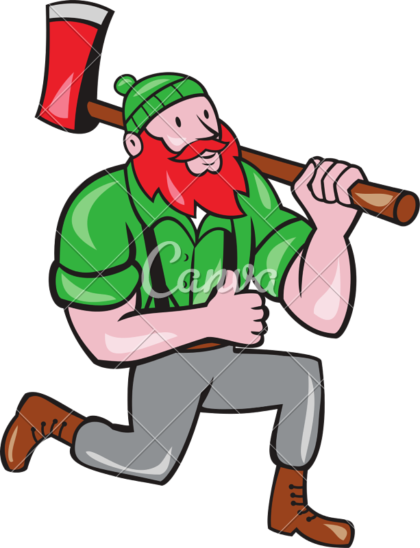 Paul Bunyan Axe Kneeling Clipart (613x800), Png Download