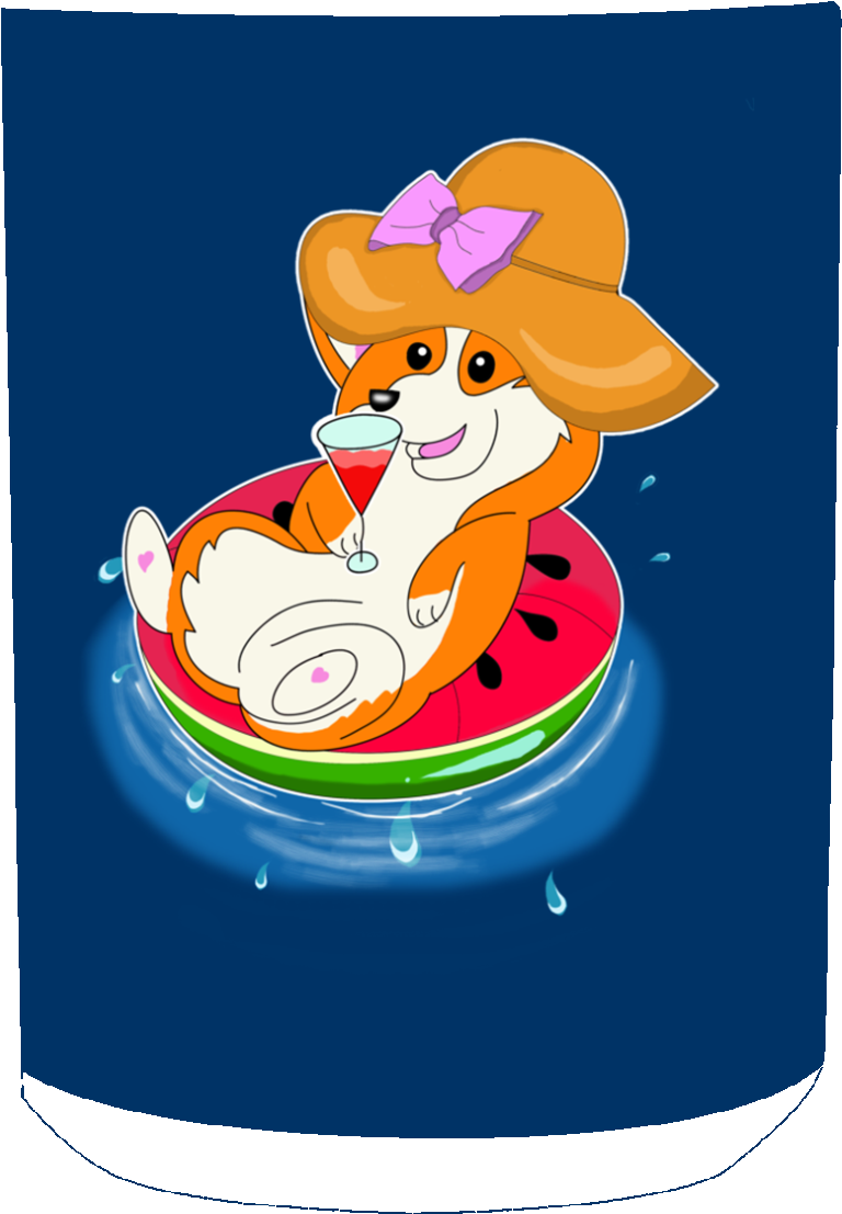 Watermelon Pool Float Beach Pattern Corgi Mug Clipart (1155x1155), Png Download
