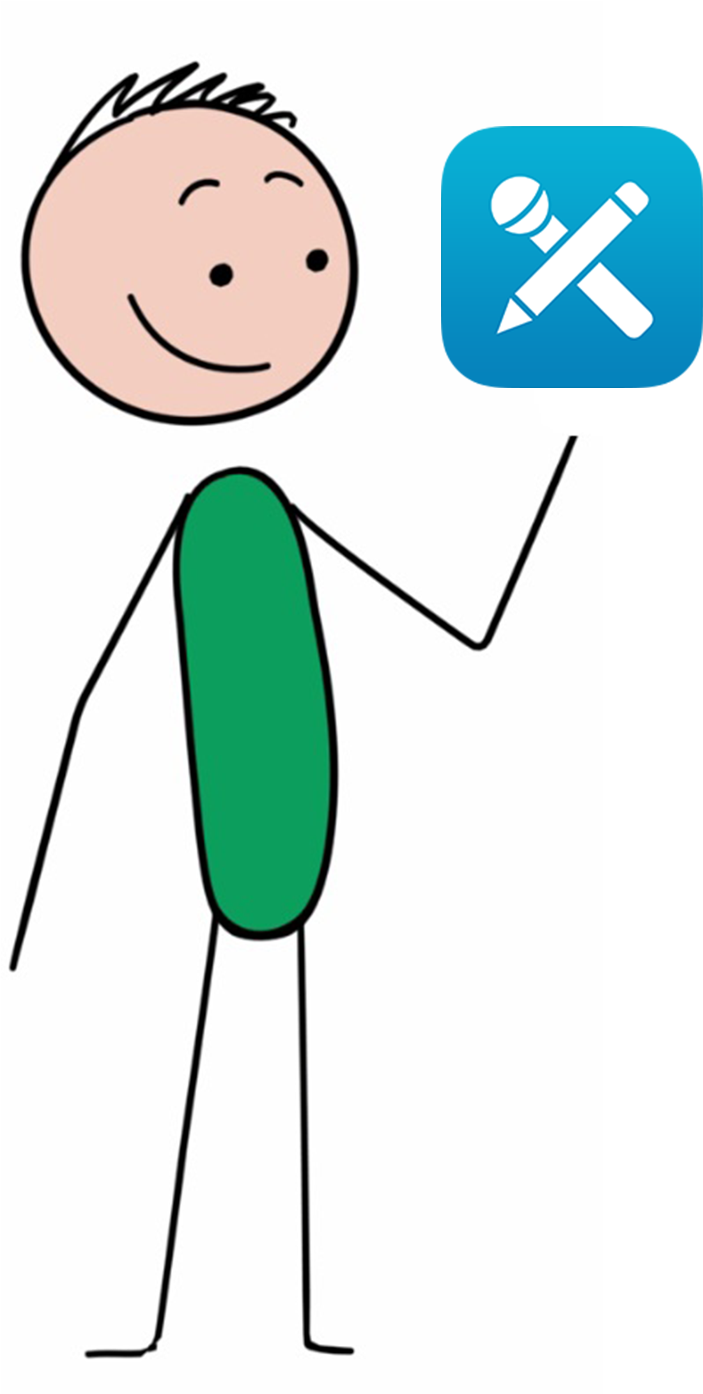 Cartoon Man Holding Up The Visible Classroom App Icon Clipart (1100x2000), Png Download
