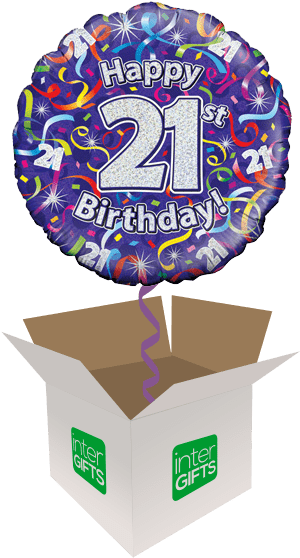 Happy 21st Birthday Purple Streamers Clipart (568x568), Png Download