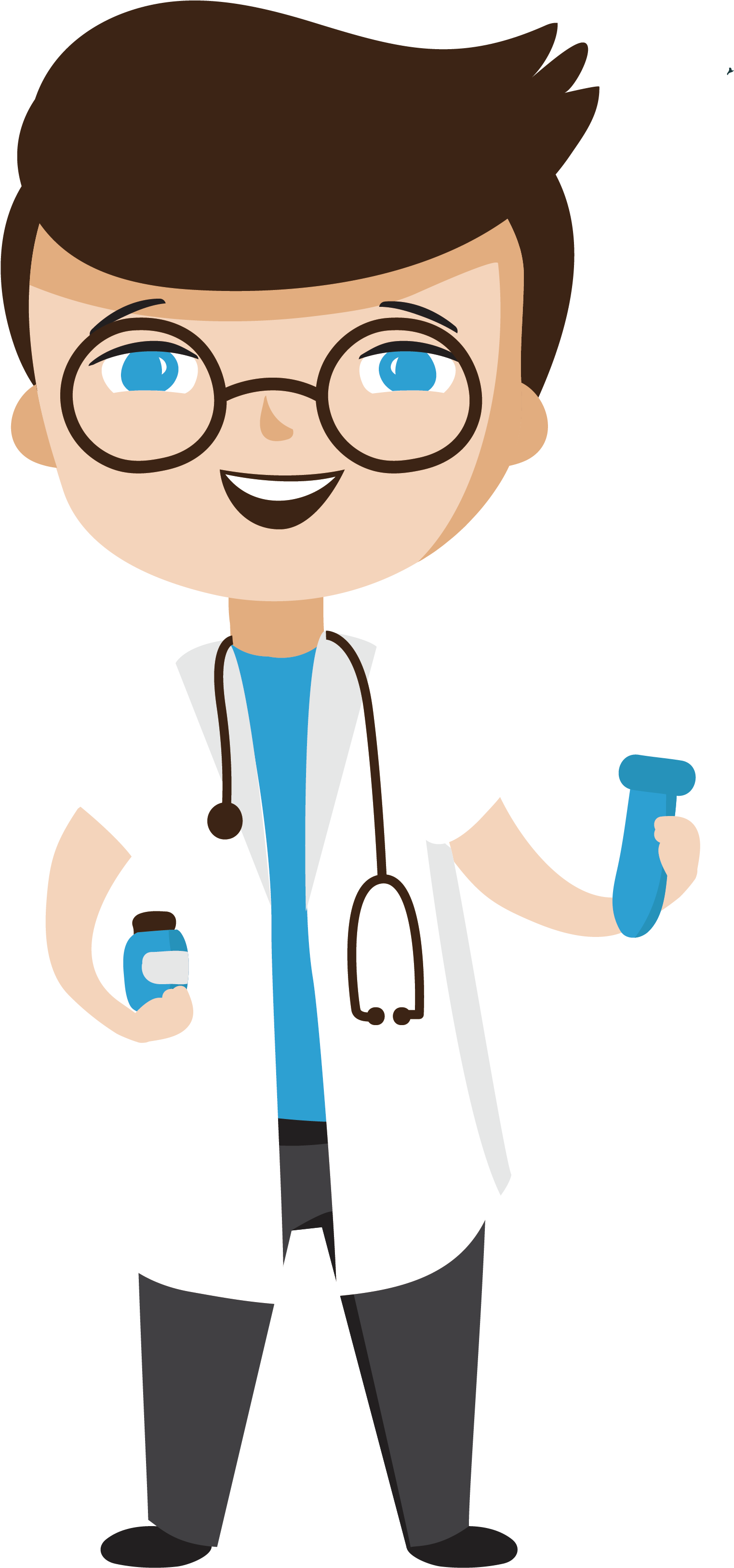Cartoon Physician Illustration Happy Transprent Png Clipart (1825x3488), Png Download
