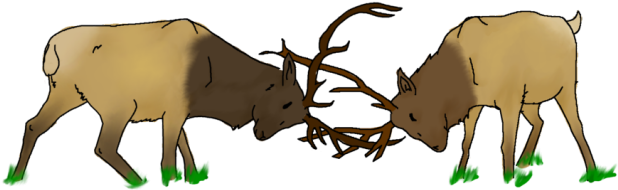 Drawn Elk Fighting Clipart (640x480), Png Download