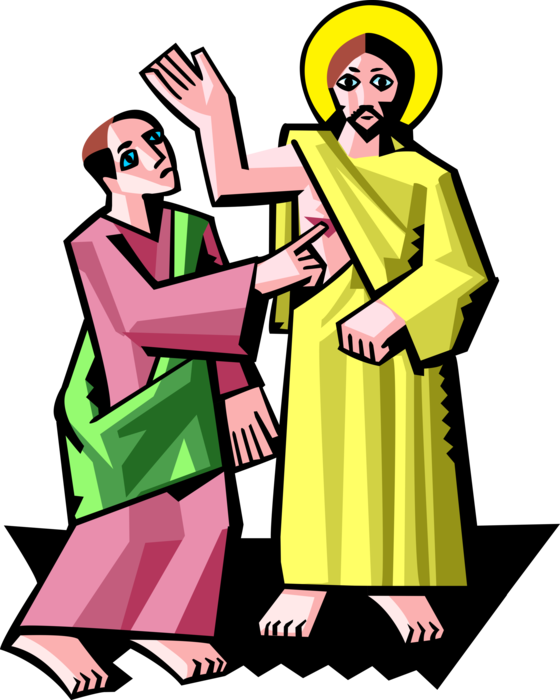 Christ With Doubting Thomas Vector Image Illustration Clipart (560x700), Png Download