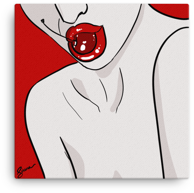 Image Of Cherry Lips Canvas Art 16" Clipart (1000x1000), Png Download