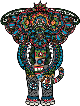 Drawing Elephants Pattern Clipart (600x600), Png Download