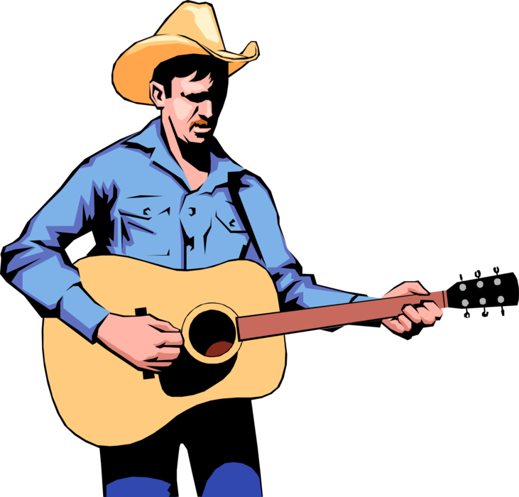 Cowboy Guitar Player Royalty Free Vector Clip Art Illustration - Png Download (731x700), Png Download