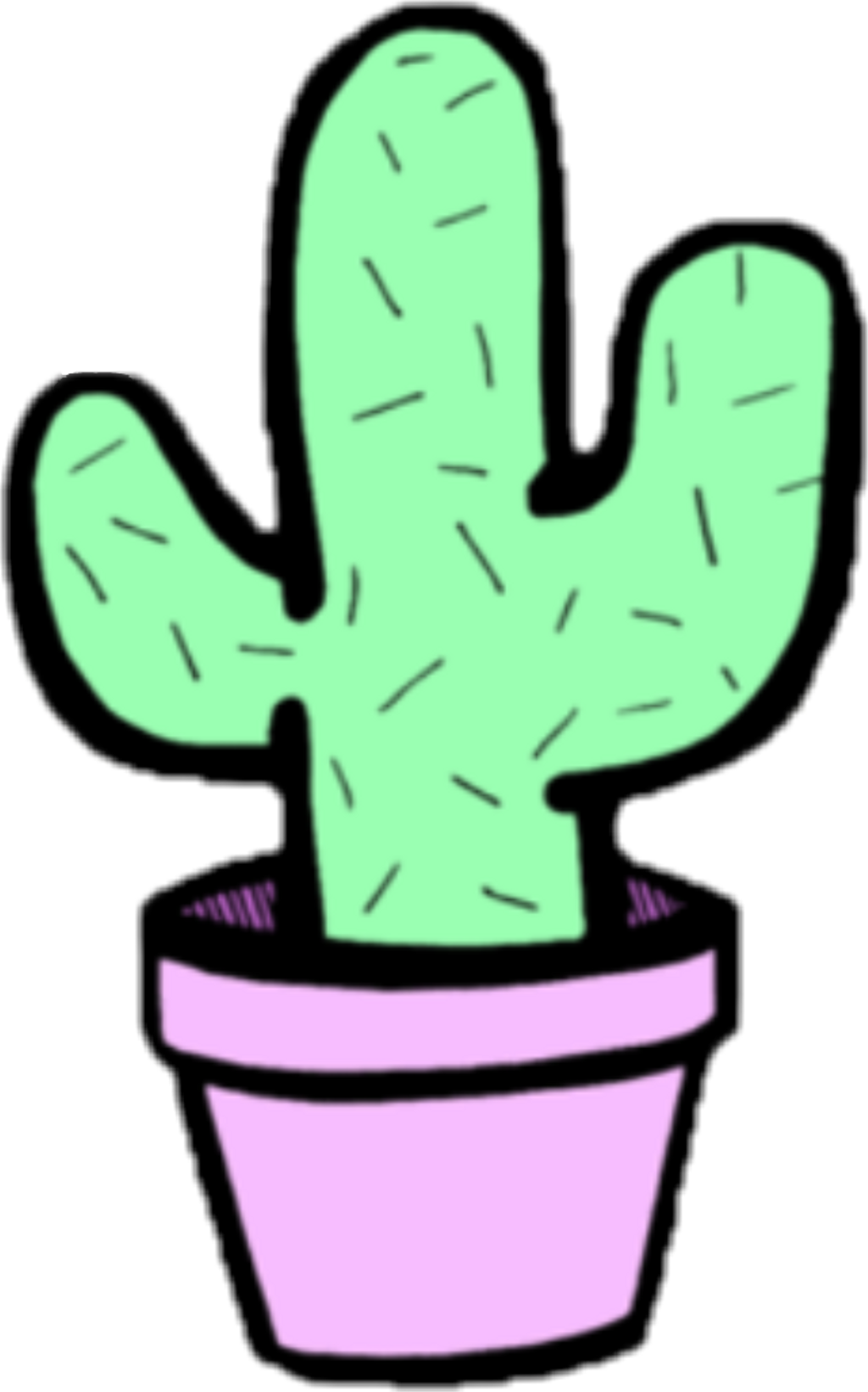 Pastel Green Pink Purple Cactus Gohugacactus Kawaii Clipart (641x1028), Png Download