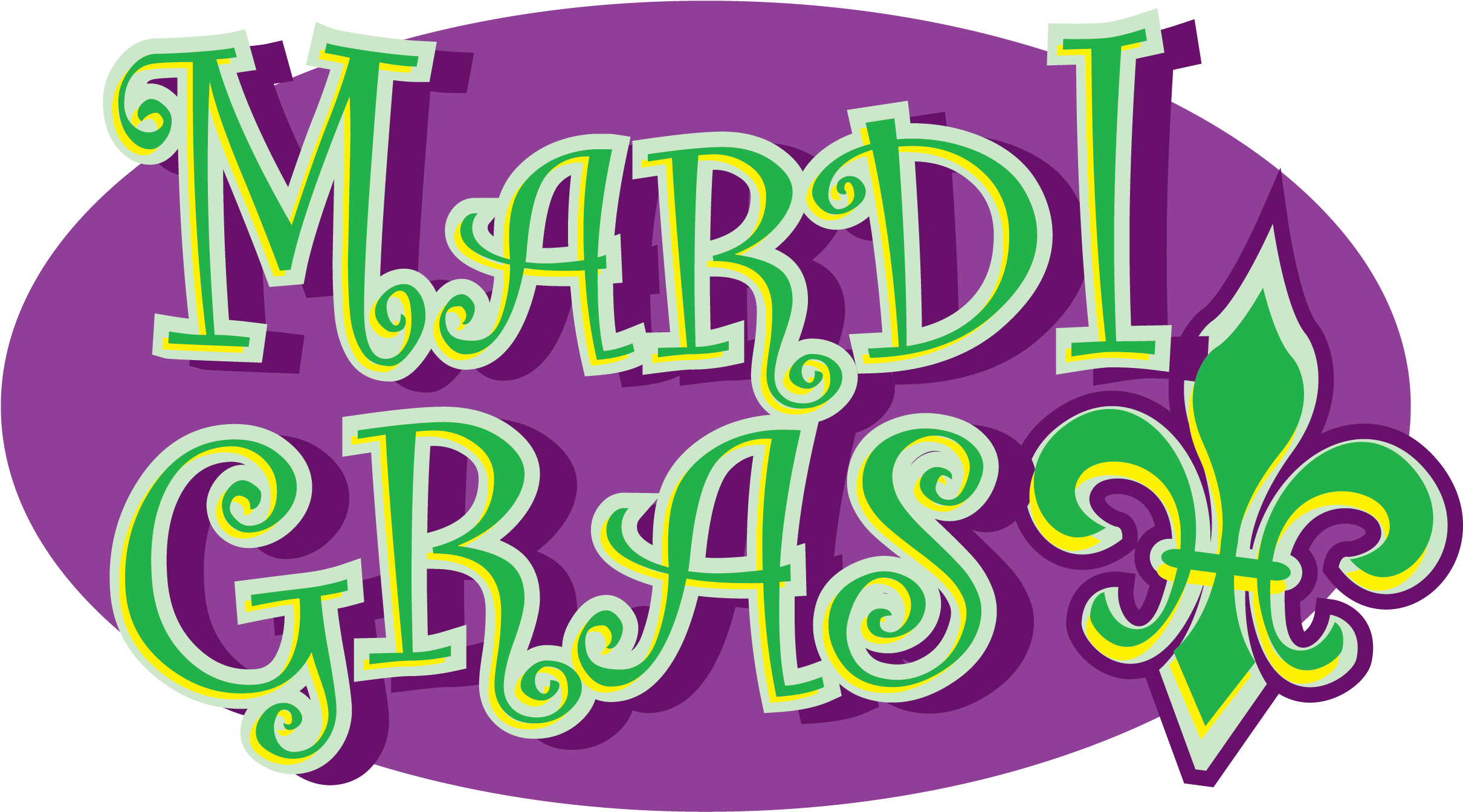 Mardi Gras Green And Purple 2 Clip Art - New Orleans - Png Download (2550x3300), Png Download