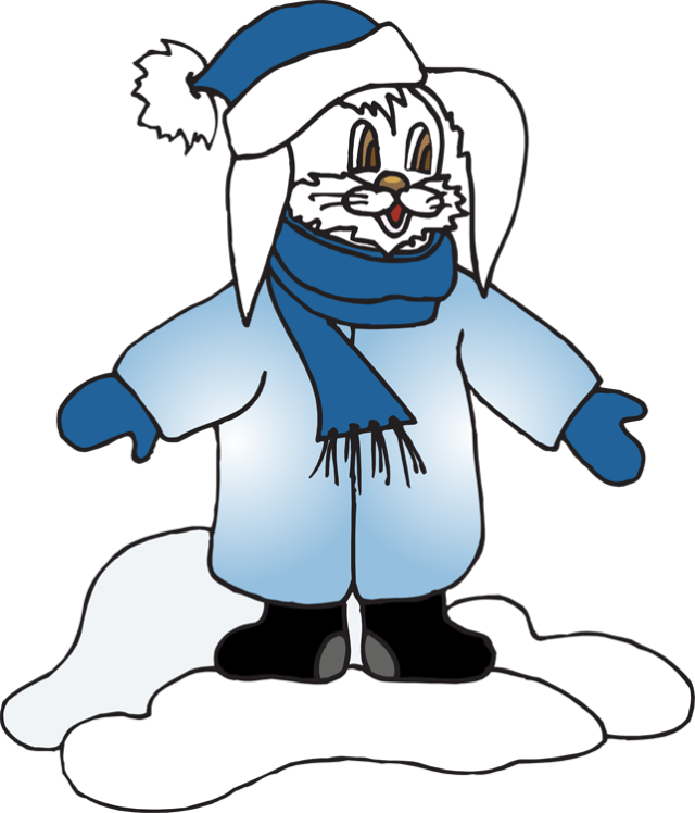 Drawn Bunny Snow Bunny Clipart (640x748), Png Download