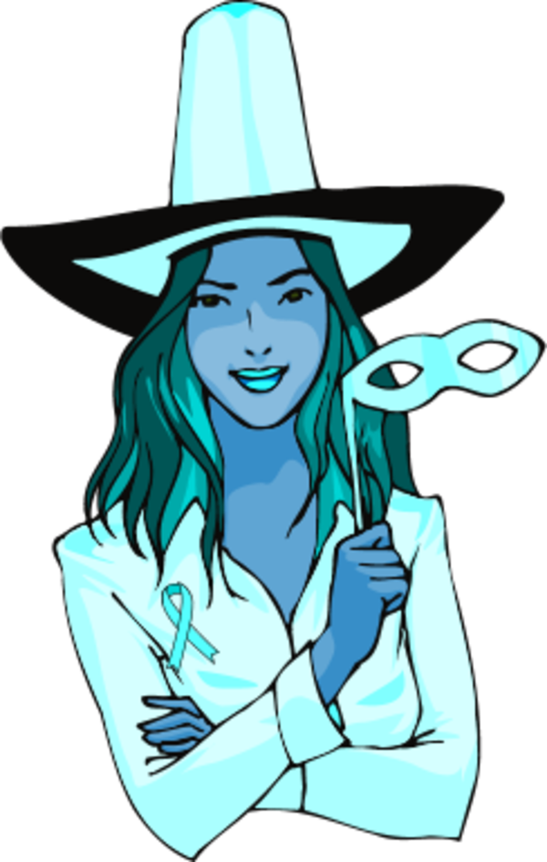 Woman Wearing Top Hat And Holding Eye Mask Clipart (600x944), Png Download