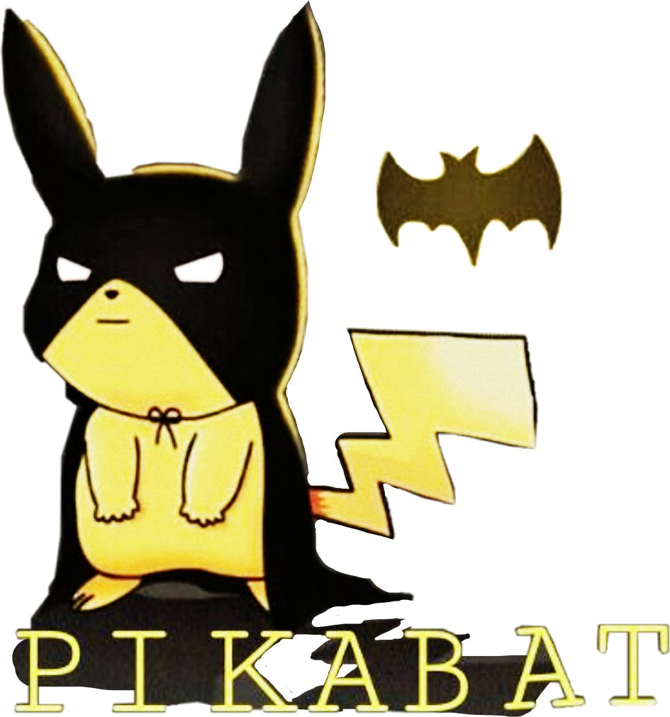 Pikachu Pokemon Batman Mask Word Text Funny Sticker Clipart (945x1011), Png Download