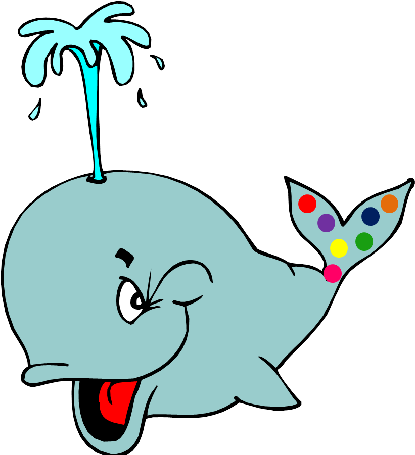 Whale With A Polka Dotted Tail Clipart (852x934), Png Download
