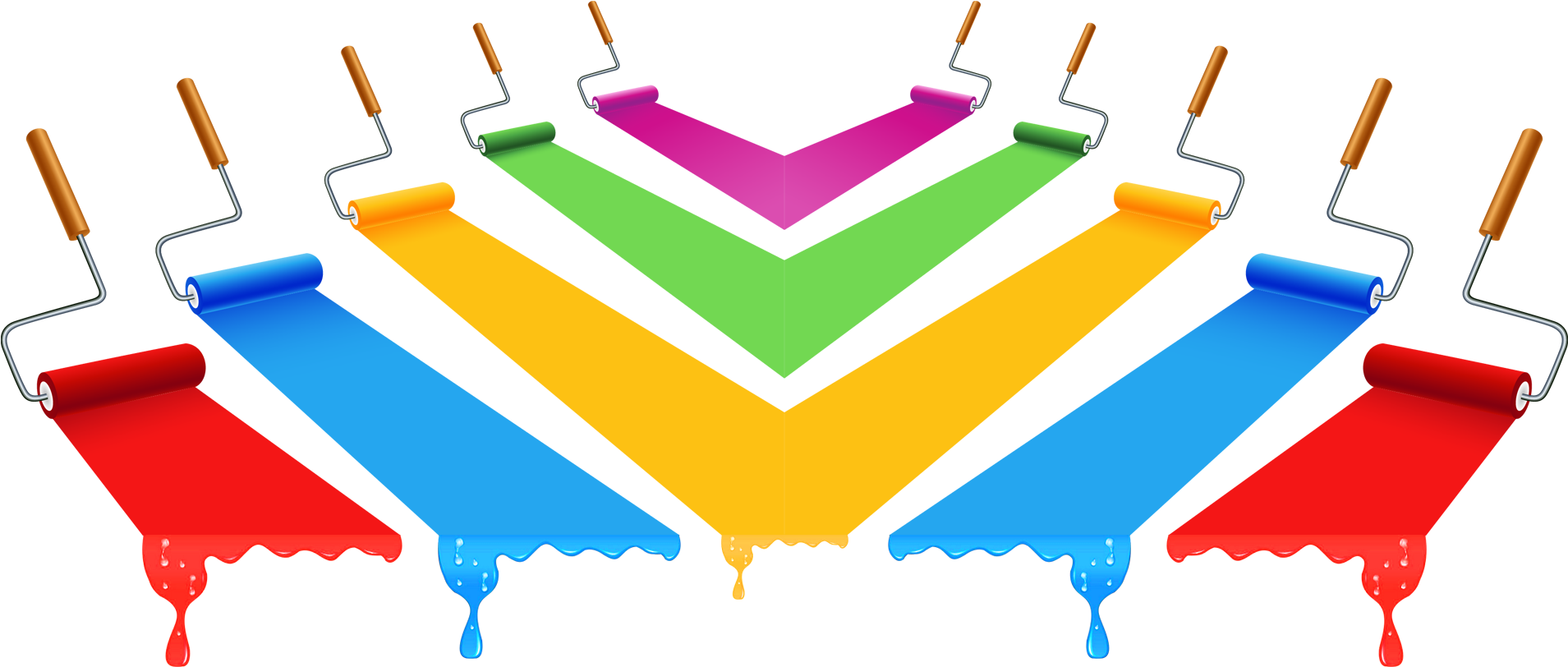 Color Colorful Paint Brushes - Art - Design - Paint Necklaces Clipart (2147x1080), Png Download