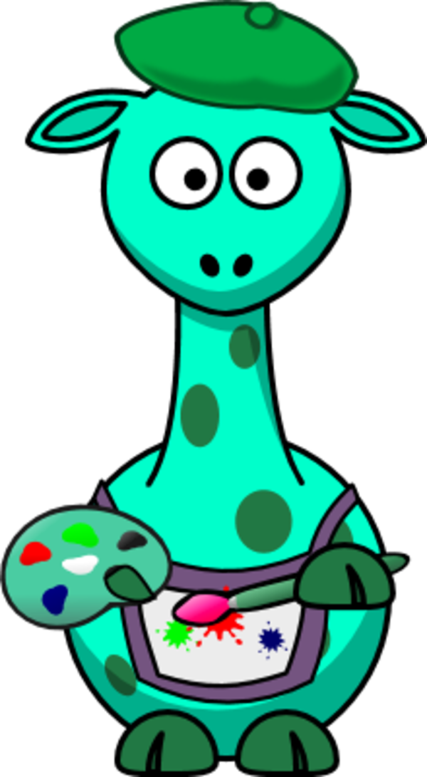 Giraffe As A Painter Artist Clipart (600x1091), Png Download