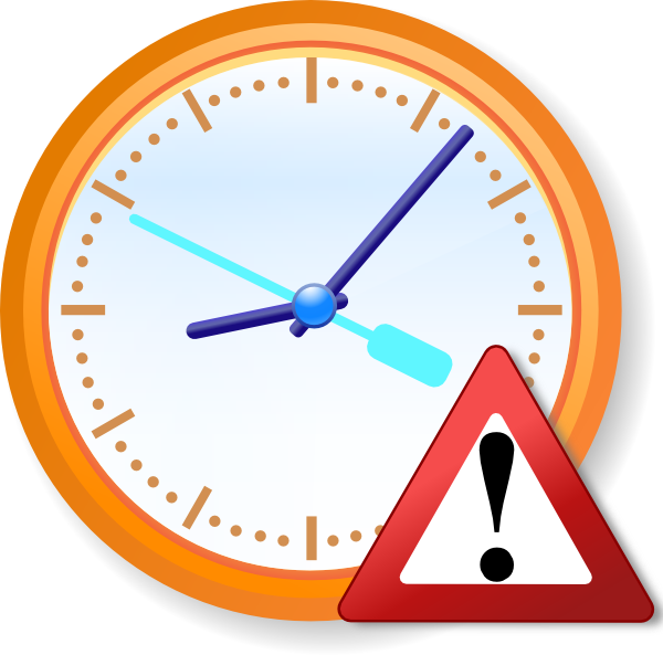 Free Vector Analog Clock Warning Clip Art - Warning Clock - Png Download (600x593), Png Download