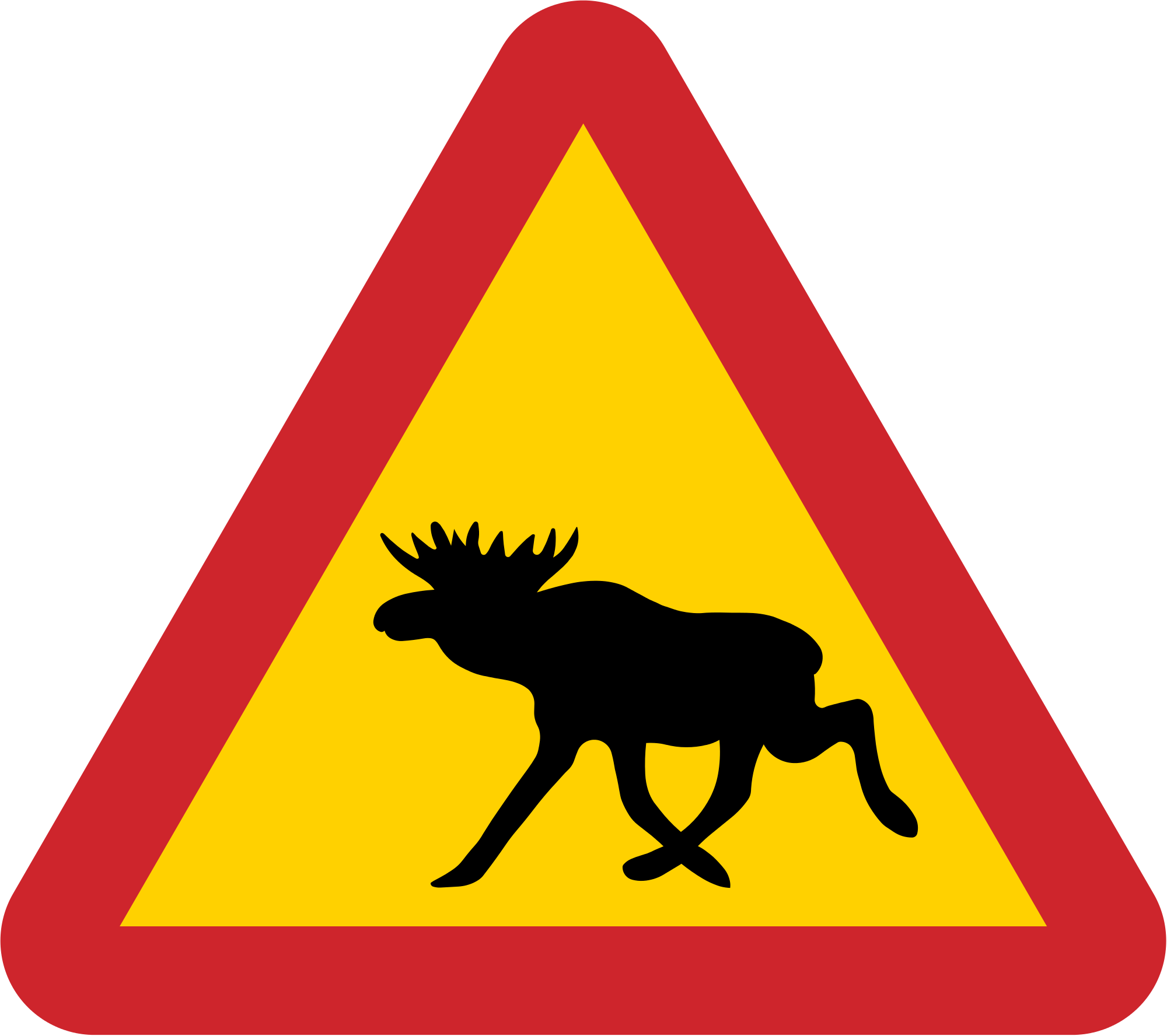 Danger Clipart Road Work Sign - Sweden Moose Road Sign - Png Download (2000x1776), Png Download