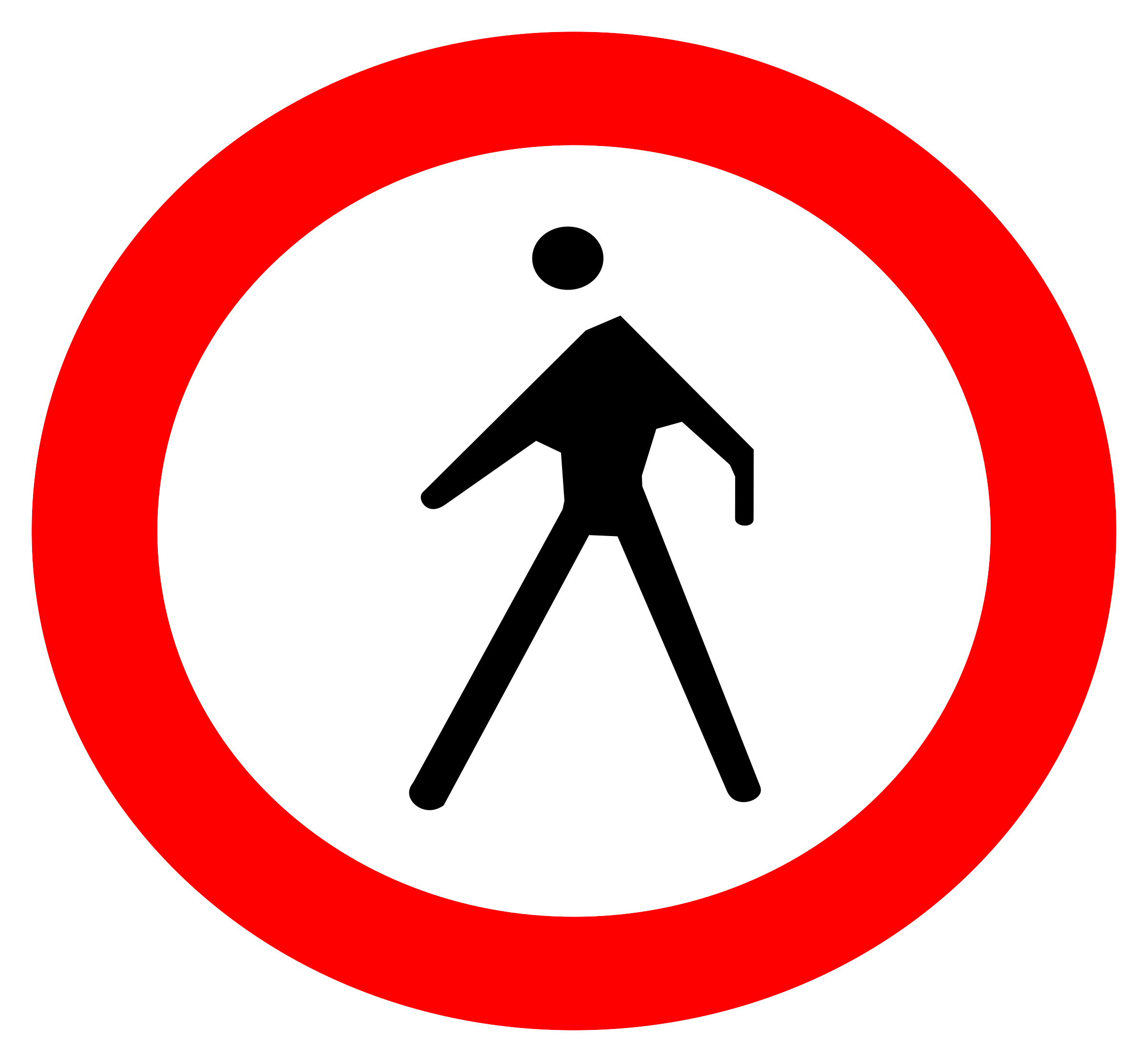 Traffic Sign No Symbol Warning Sign - Circulacion Prohibida De Peatones Imagen Circular Clipart (811x750), Png Download