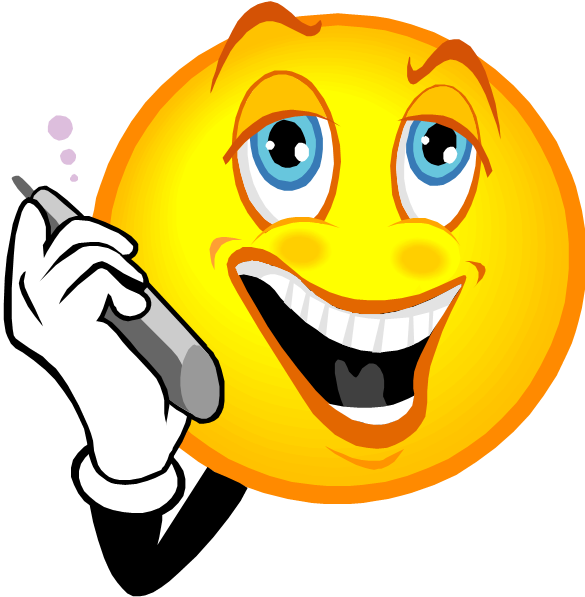 Smiley Face On Phone Clipart (585x597), Png Download