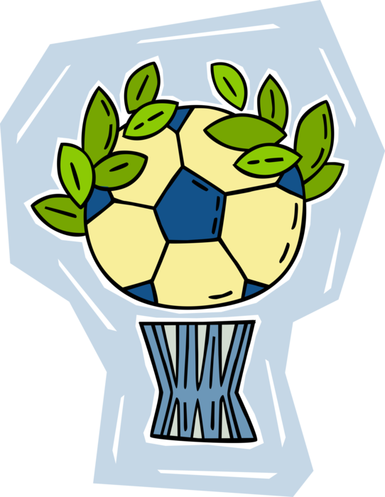 Soccer Ball Football With Laurel Wreath Image Clipart (542x700), Png Download