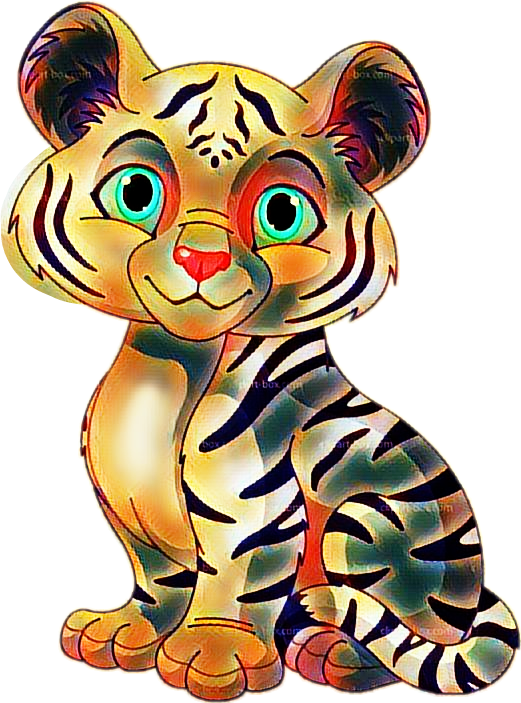 Tiger Cub Tigercub Kitty Cat Kitten Greeneyes Cute Clipart (521x703), Png Download