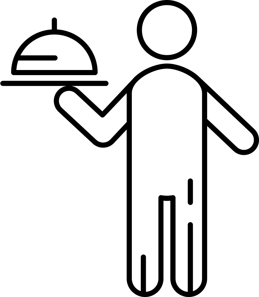 Waiter With Food Tray Comments Clipart (853x980), Png Download