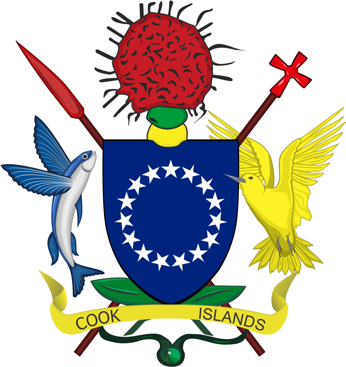 Coat Of Arms Of The Cook Islands Clipart (1200x1282), Png Download