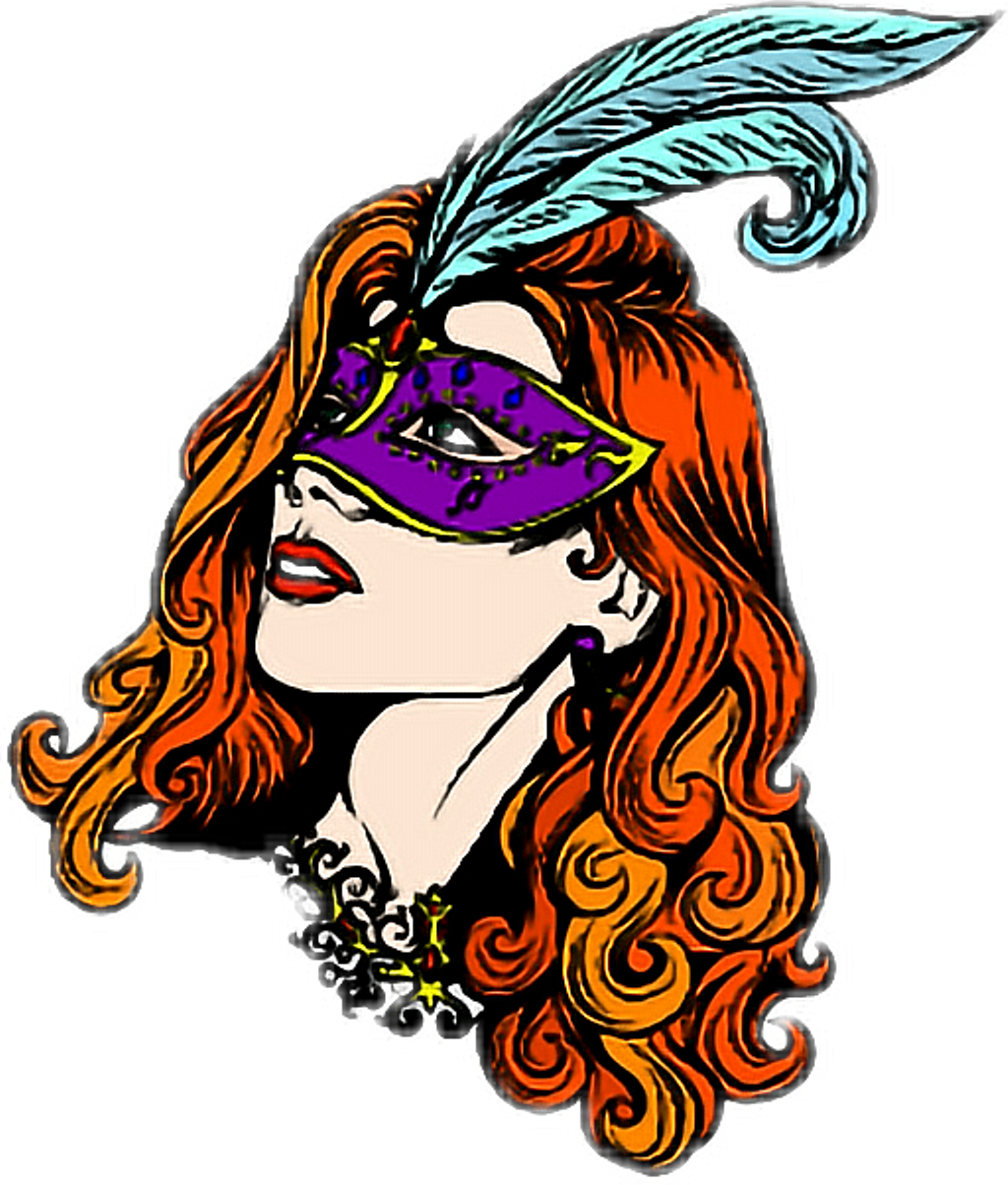 Masked Mask Woman Colorful Masquerade Masqurade Covered Clipart (1024x1204), Png Download