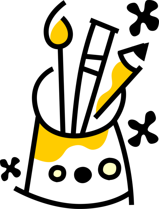 Vector Illustration Of Visual Arts Artist's Paintbrushes Clipart (533x700), Png Download